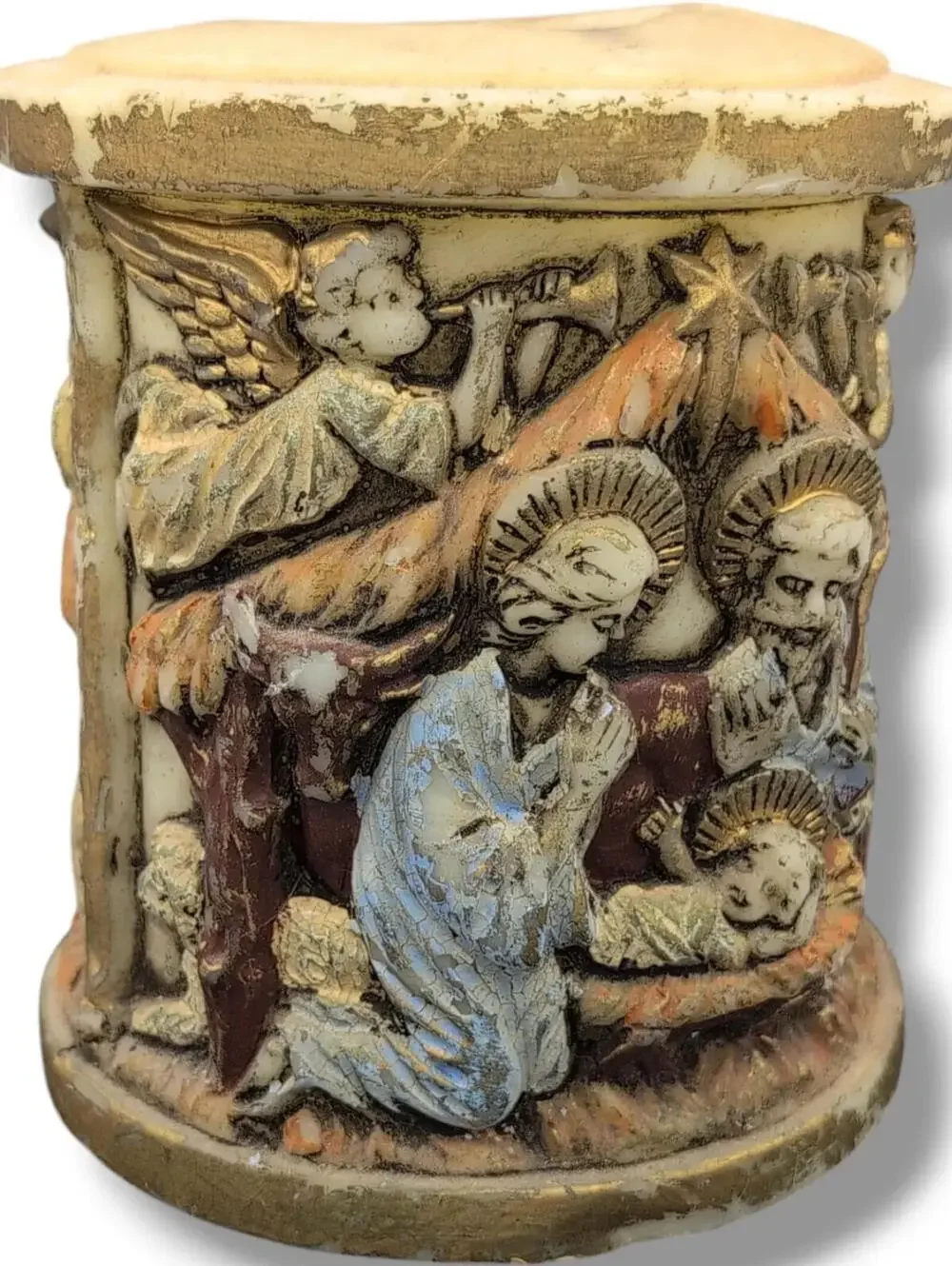 Lenox Candles Nativity Scene Pillar Candle‎ Single Wick Beige Japan Christmas 5